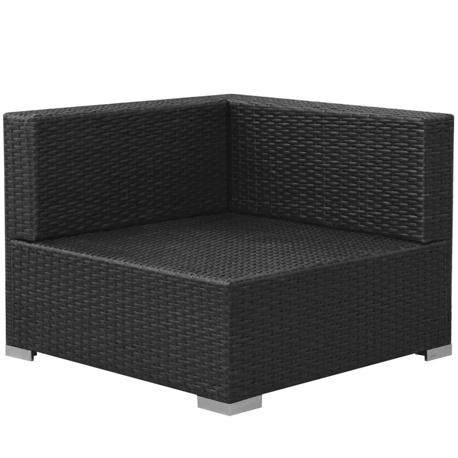 Salon de jardin 3 pcs avec coussins Résine tressée Noir - 6