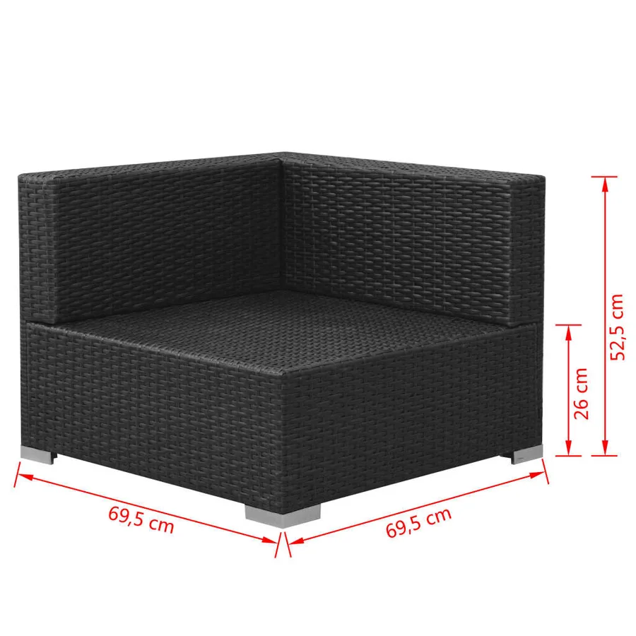 Salon de jardin 3 pcs avec coussins Résine tressée Noir - 8