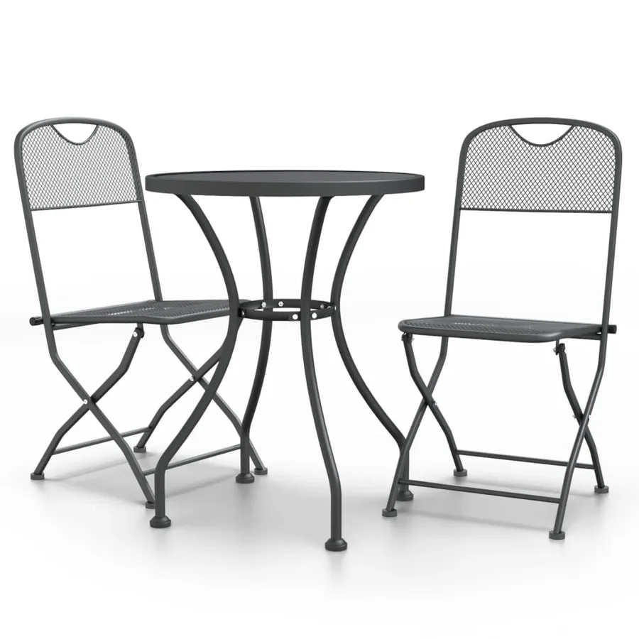 Ensemble à manger de jardin 3 pcs Maille Métal Anthracite - 2