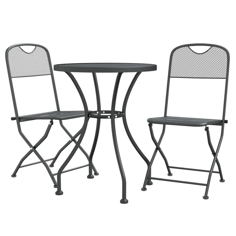 Ensemble à manger de jardin 3 pcs Maille Métal Anthracite - 3