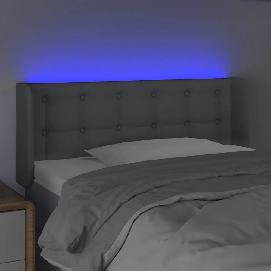 Tête de lit à LED Gris clair 93x16x78/88 cm Tissu - 4