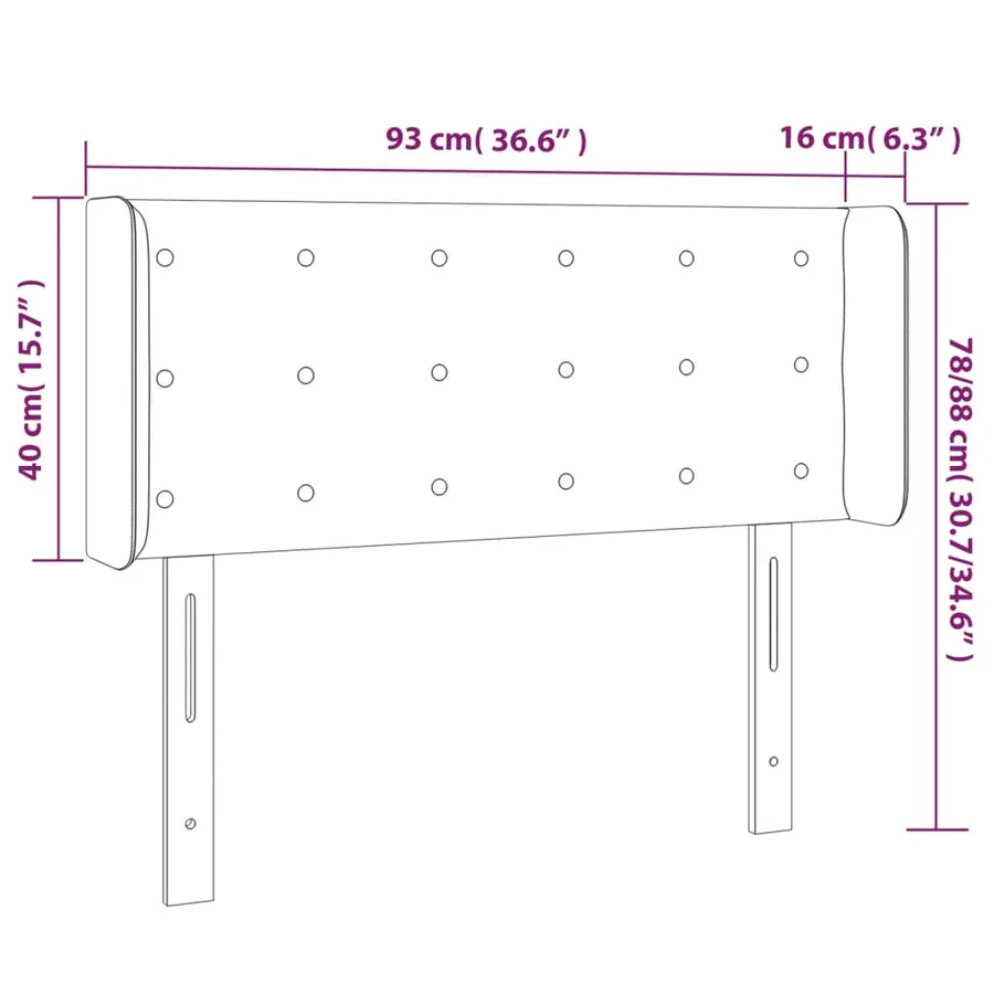 Tête de lit à LED Gris clair 93x16x78/88 cm Tissu - 6