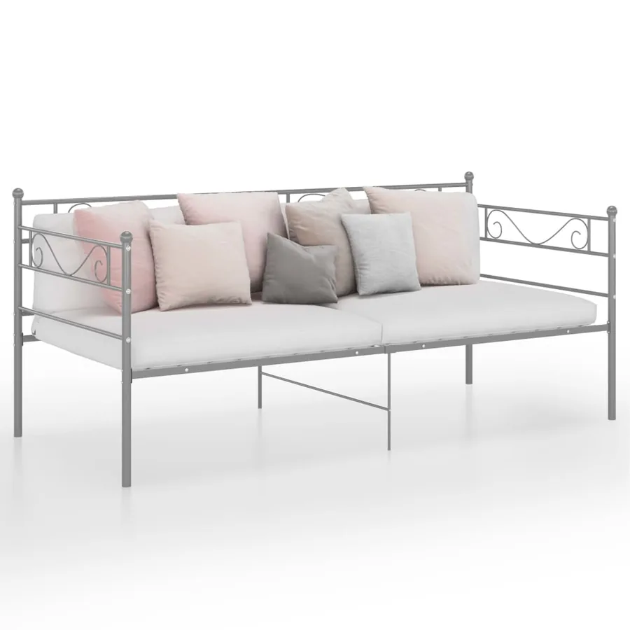 Cadre de canapé-lit sans matelas gris métal 90x200 cm
