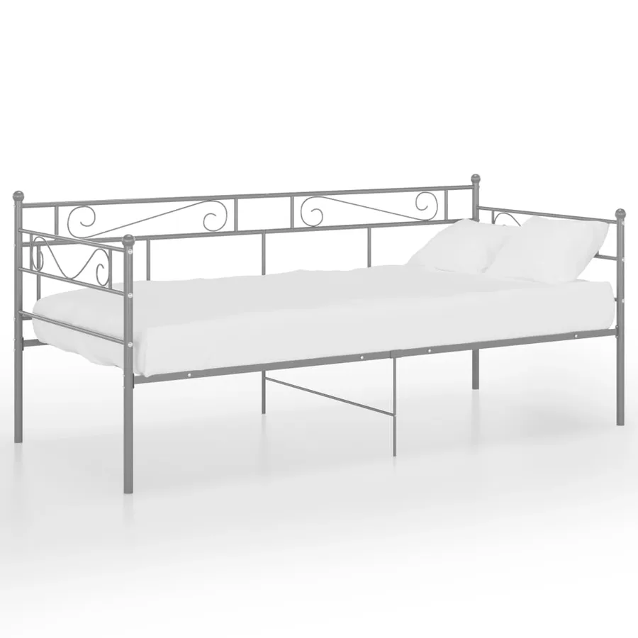 Cadre de canapé-lit sans matelas gris métal 90x200 cm - 2