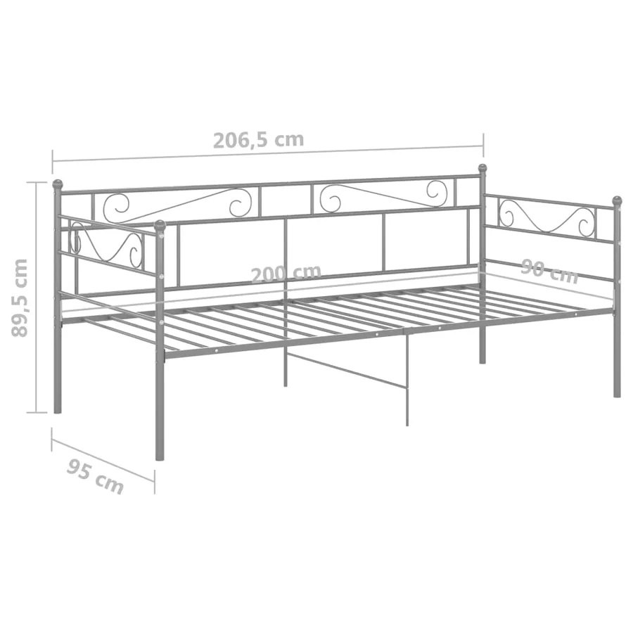 Cadre de canapé-lit sans matelas gris métal 90x200 cm - 8