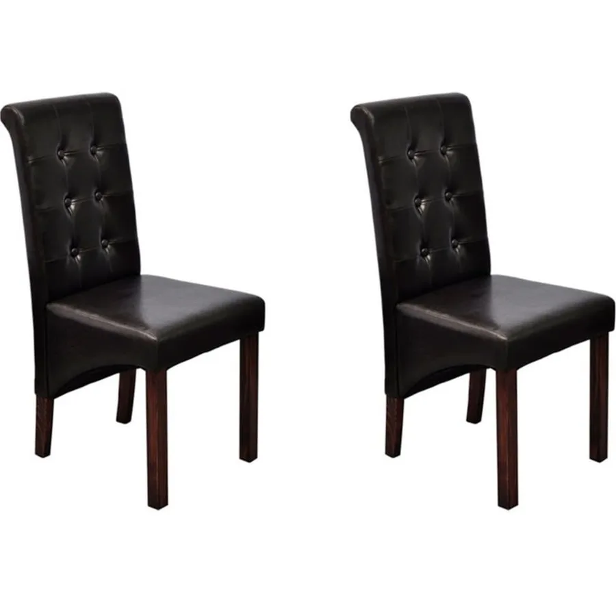 Chaises à manger lot de 2 marron similicuir - 7