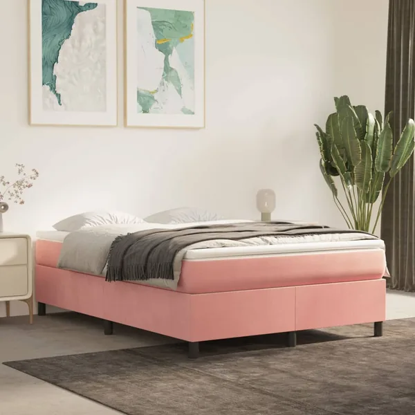 Sommier à lattes de lit avec matelas Rose 140x190 cm Velours