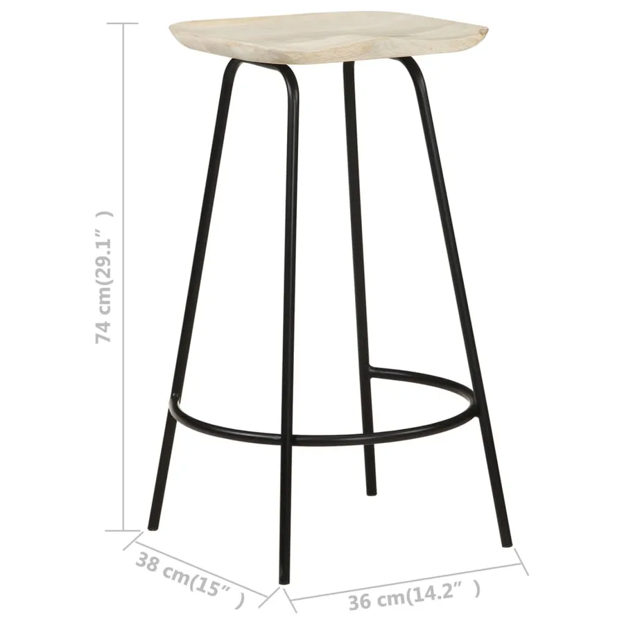 Tabourets de bar lot de 4 bois de manguier massif - 10
