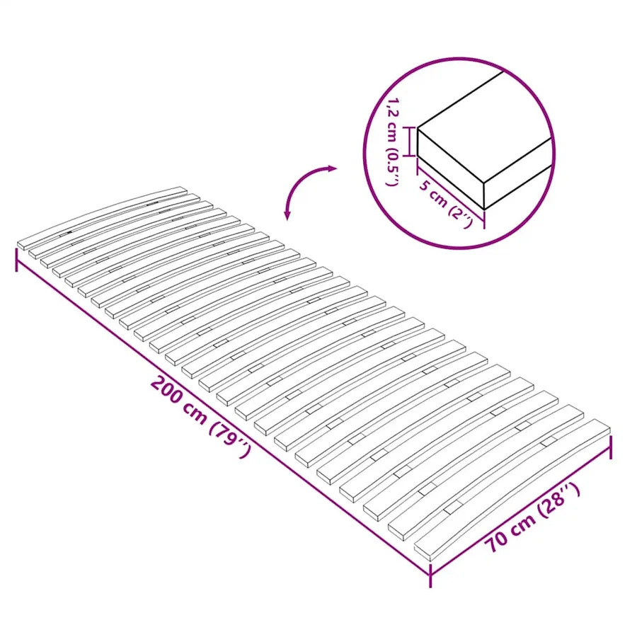 Latte de rechange pour sommier avec 24 lattes 70 x 200 cm - 8
