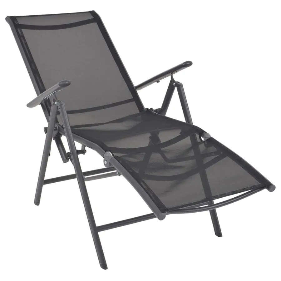 Chaise inclinable de terrasse aluminium et textilène noir - 2