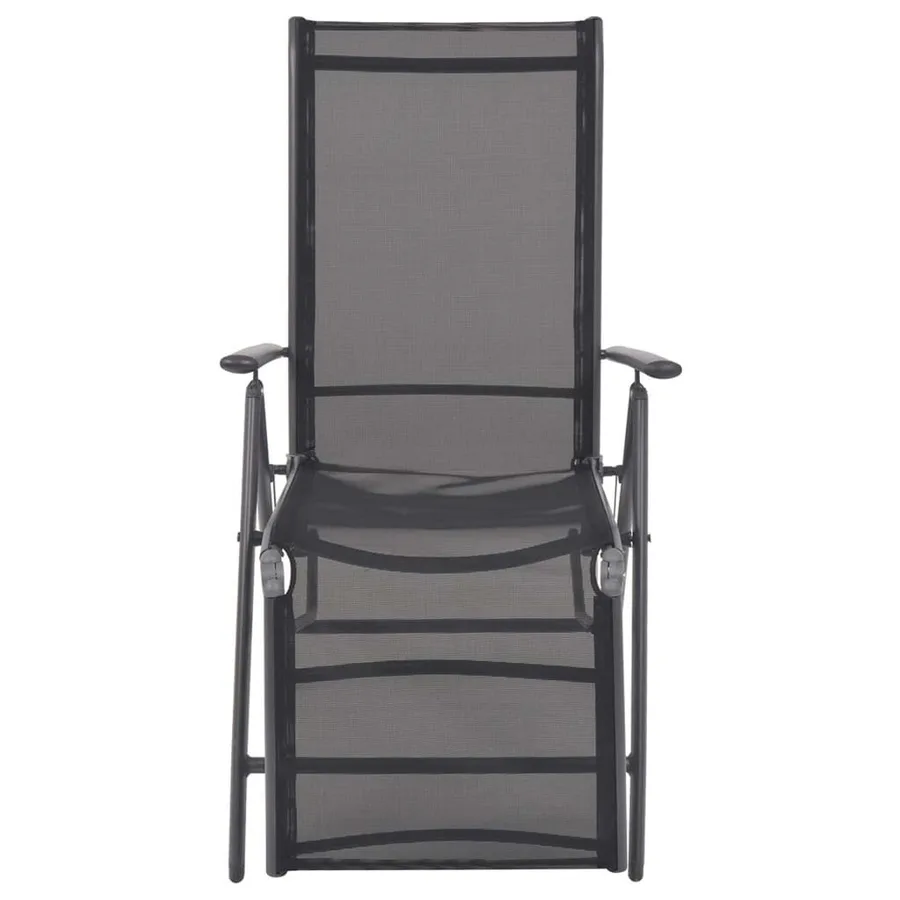 Chaise inclinable de terrasse aluminium et textilène noir - 3