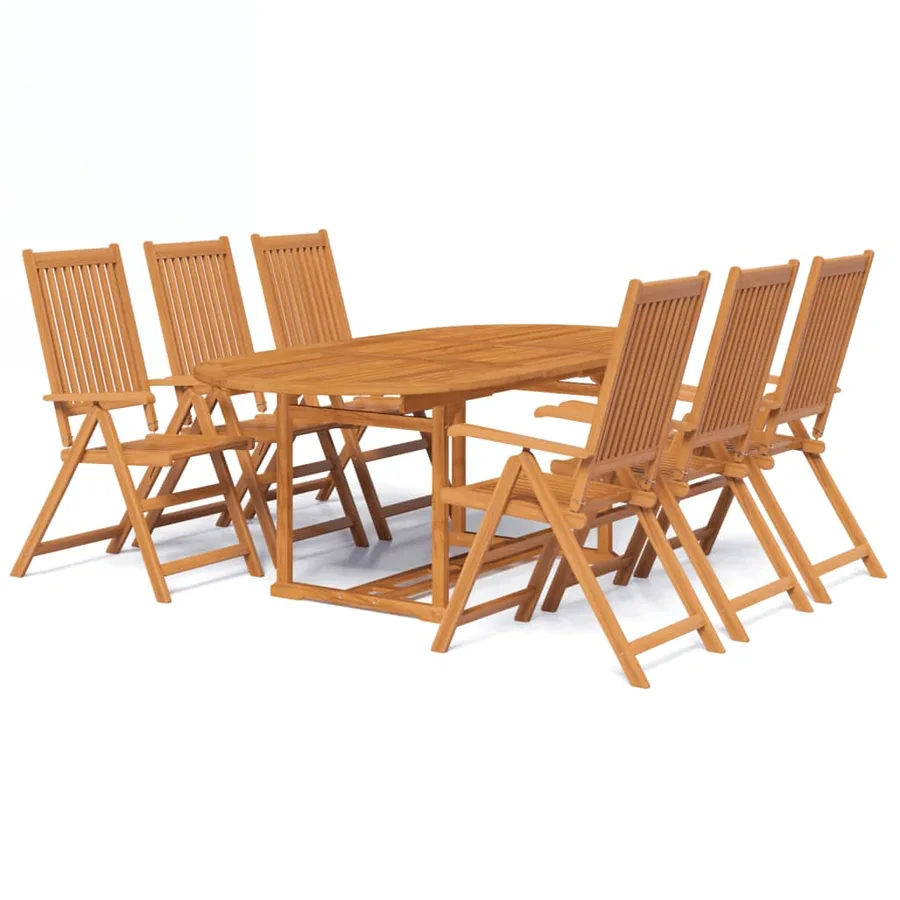Ensemble à manger d'extérieur 7 pcs Bois d'acacia solide 150-200 cm - 2