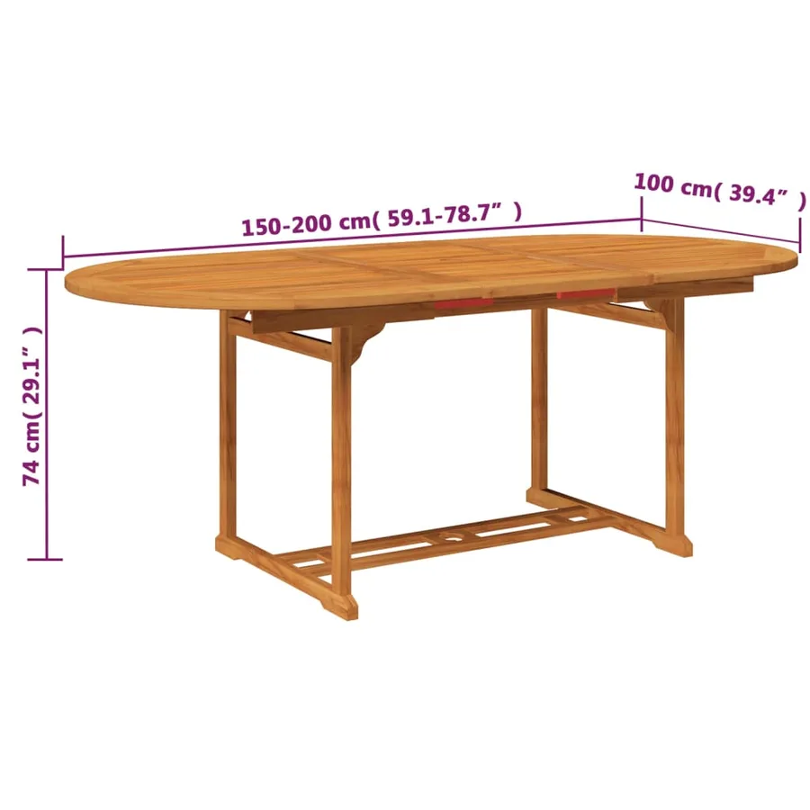 Ensemble à manger d'extérieur 7 pcs Bois d'acacia solide 150-200 cm - 9