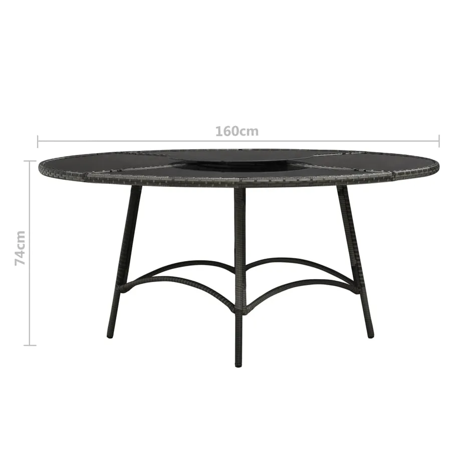 Ensemble à manger d'extérieur 7 pcs avec coussins rotin Gris - 11