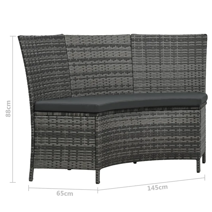 Ensemble à manger d'extérieur 7 pcs avec coussins rotin Gris - 12