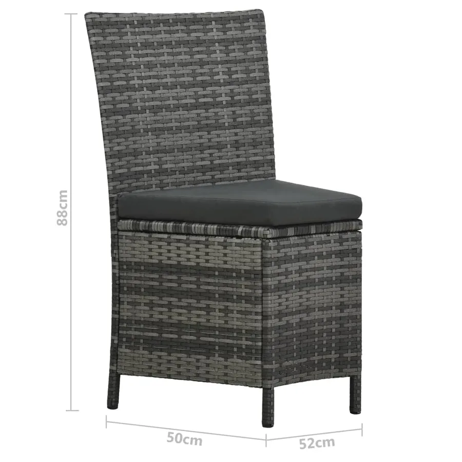 Ensemble à manger d'extérieur 7 pcs avec coussins rotin Gris - 13