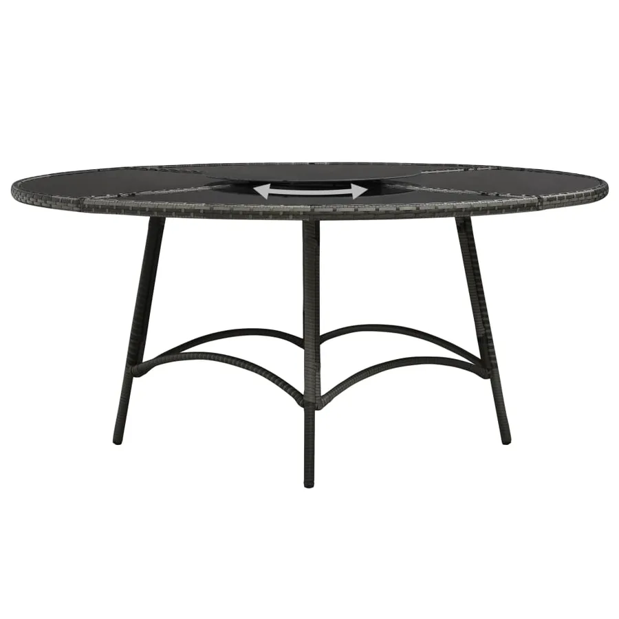 Ensemble à manger d'extérieur 7 pcs avec coussins rotin Gris - 2