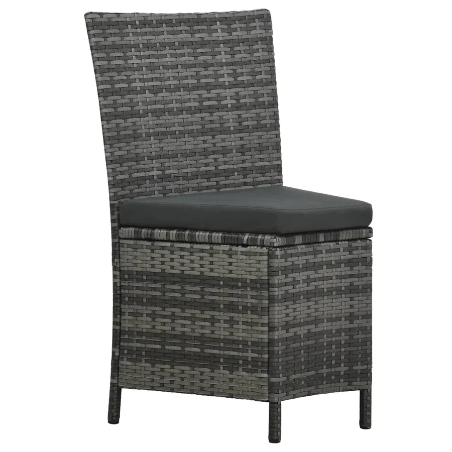 Ensemble à manger d'extérieur 7 pcs avec coussins rotin Gris - 8