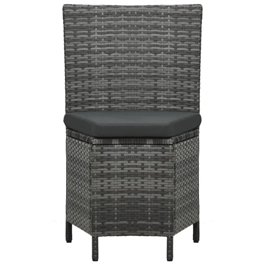 Ensemble à manger d'extérieur 7 pcs avec coussins rotin Gris - 9