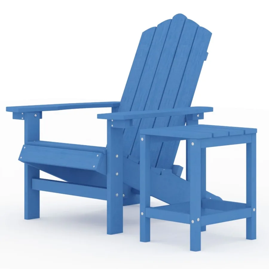 Chaise de jardin Adirondack avec table PEHD Bleu aqua - 2