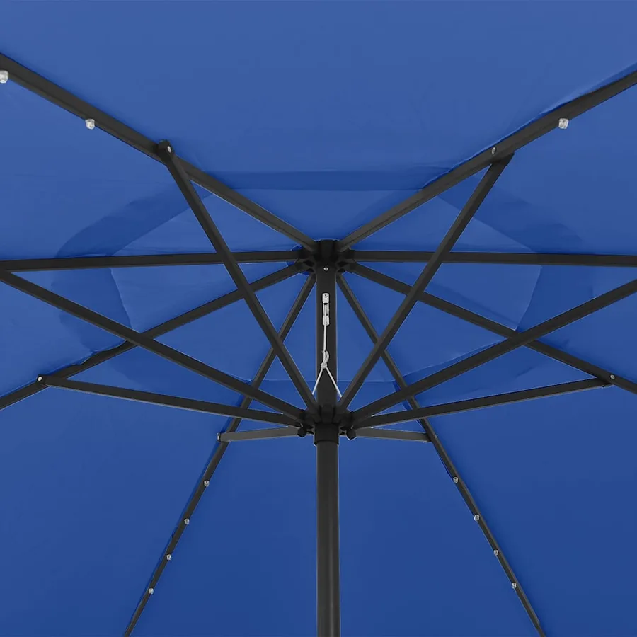 Parasol de jardin avec lumières LED et mât en métal bleu azuré - 4