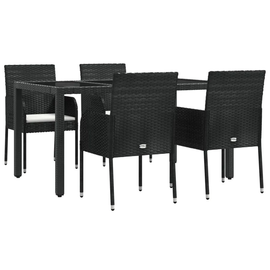 Ensemble à manger de jardin coussins 5pcs Noir Résine tressée - 3
