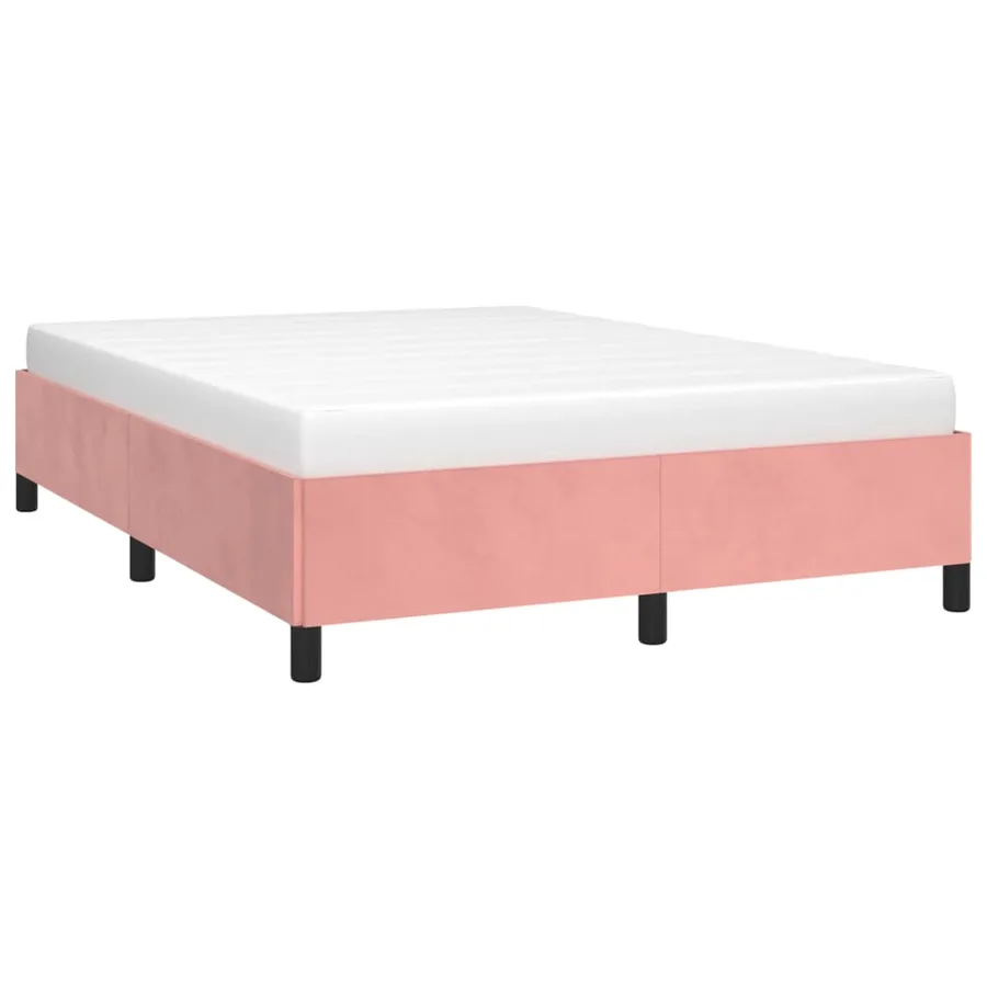 Cadre de lit sans matelas rose 140x190 cm velours - 3
