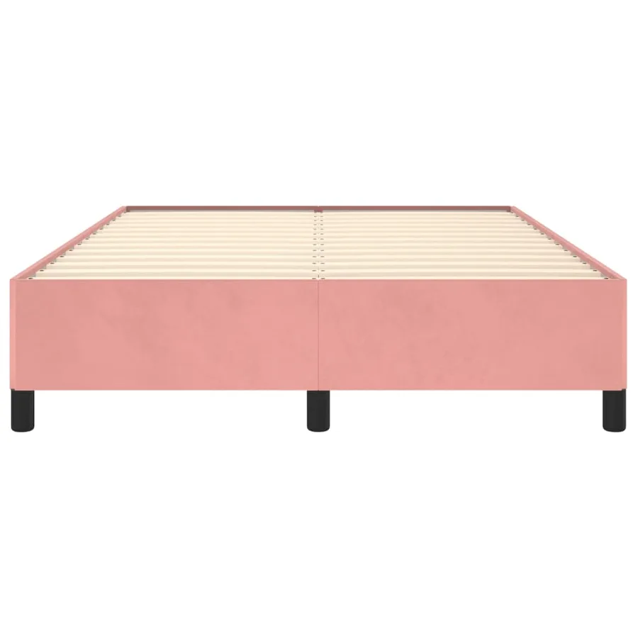 Cadre de lit sans matelas rose 140x190 cm velours - 5