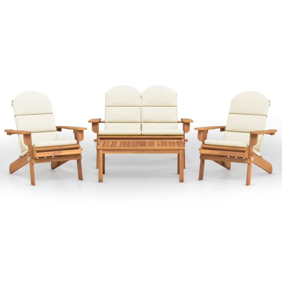 Ensemble de salon de jardin Adirondack 4 pcs bois acacia solide - 2