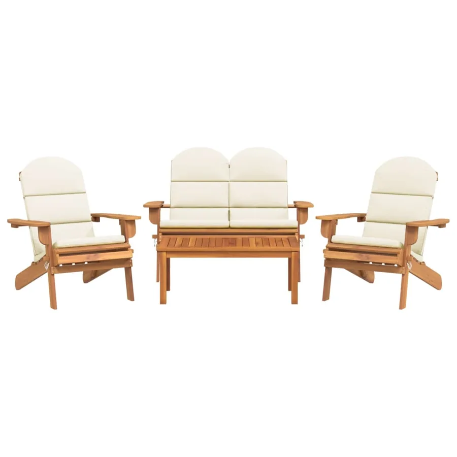 Ensemble de salon de jardin Adirondack 4 pcs bois acacia solide - 3