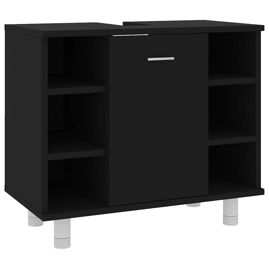 Armoire de salle de bain Noir 60x32x53,5 cm Bois d'ingénierie - 2