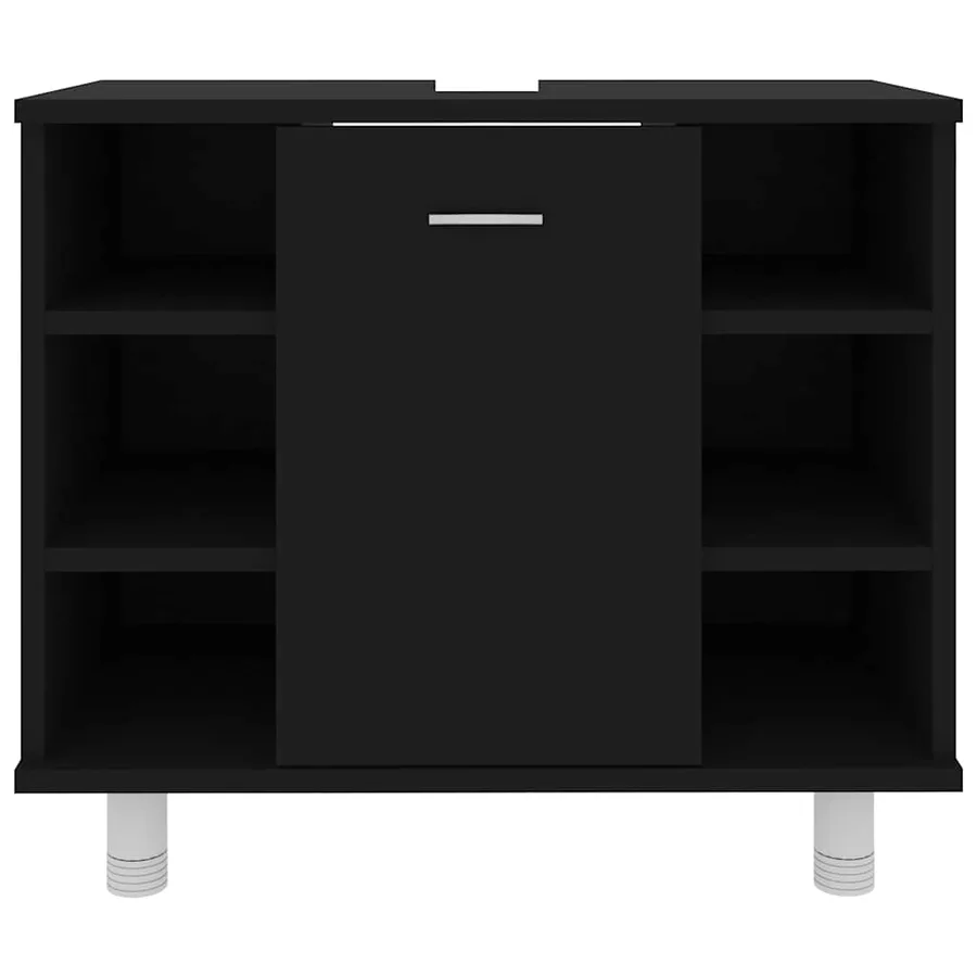 Armoire de salle de bain Noir 60x32x53,5 cm Bois d'ingénierie - 6