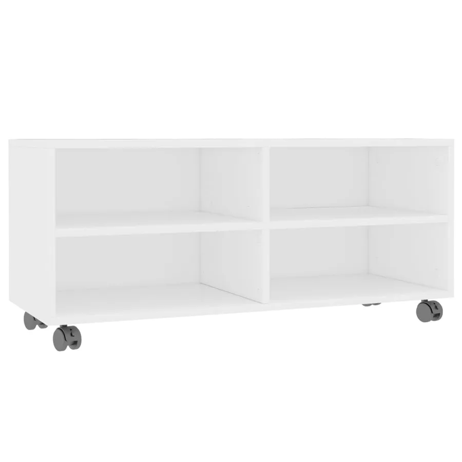 Meuble TV avec roulettes Blanc 90x35x35 cm Bois d'ingénierie - 2