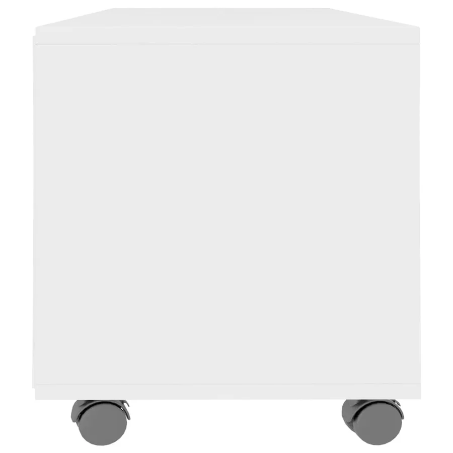 Meuble TV avec roulettes Blanc 90x35x35 cm Bois d'ingénierie - 5