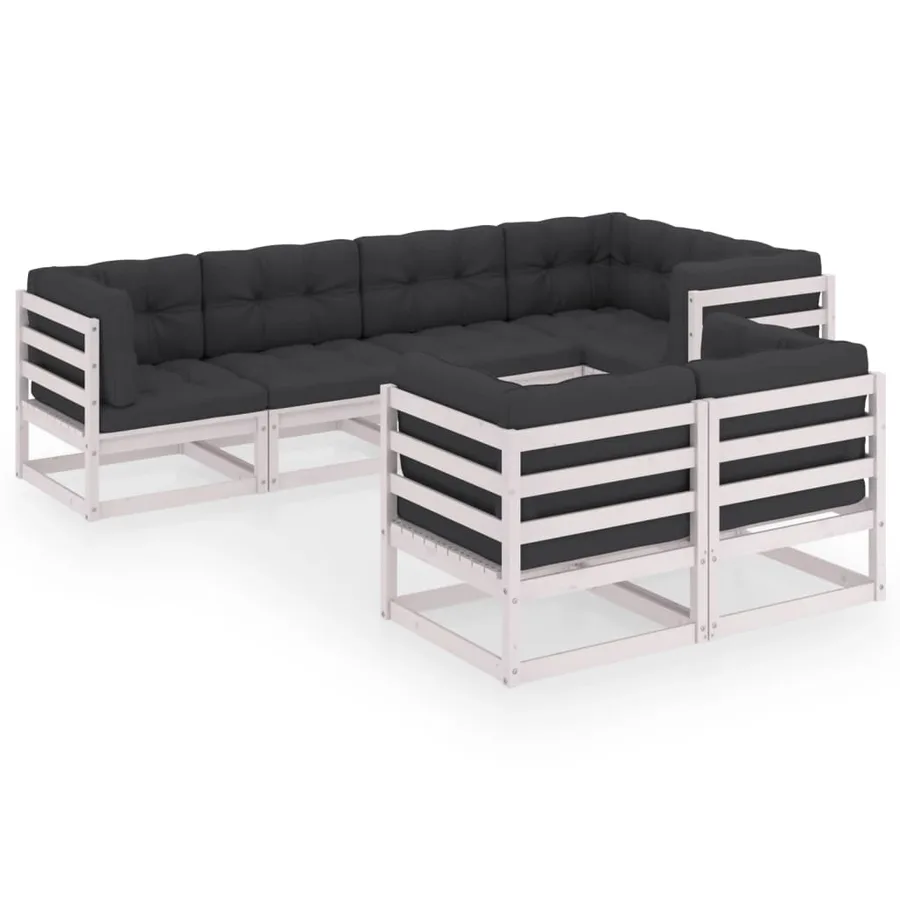 Salon de jardin 7 pcs avec coussins Bois de pin massif - 2