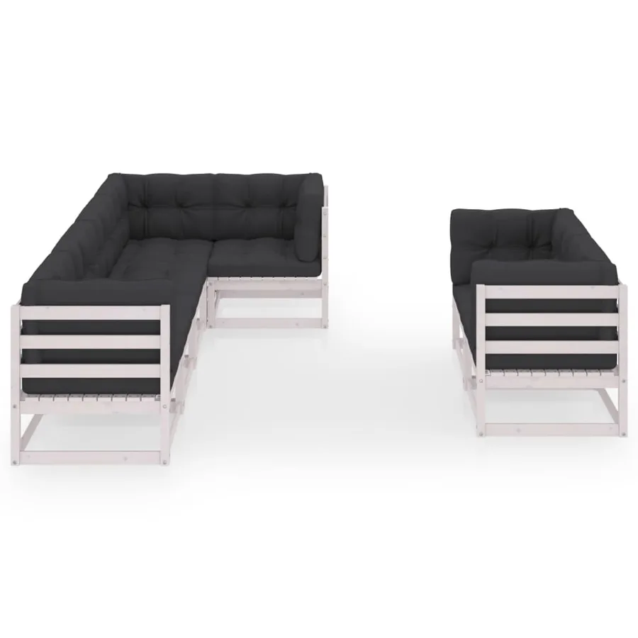 Salon de jardin 7 pcs avec coussins Bois de pin massif - 3