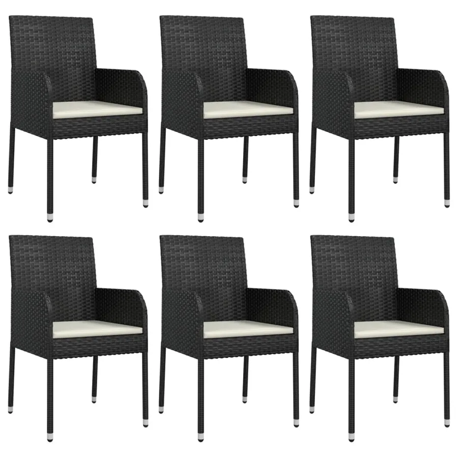 Ensemble à manger de jardin coussins 7pcs Noir Résine tressée - 4