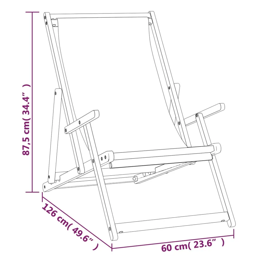 Chaise de plage pliable Bois de teck solide Gris - 8