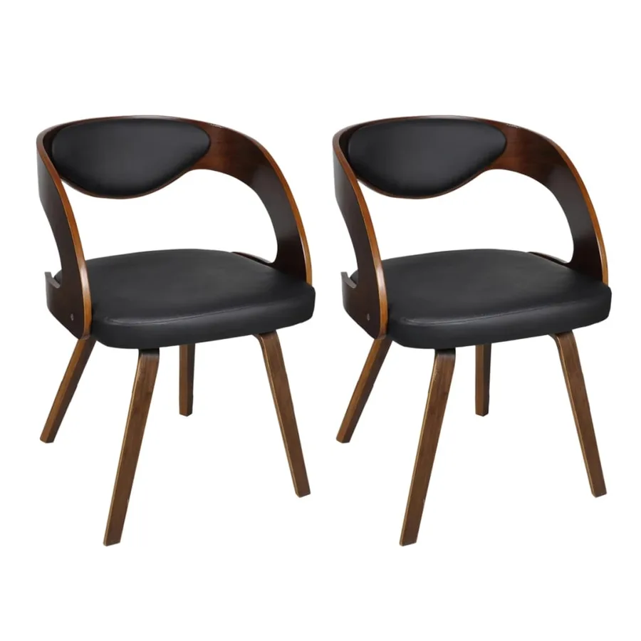 Chaises à manger lot de 2 marron similicuir - 2