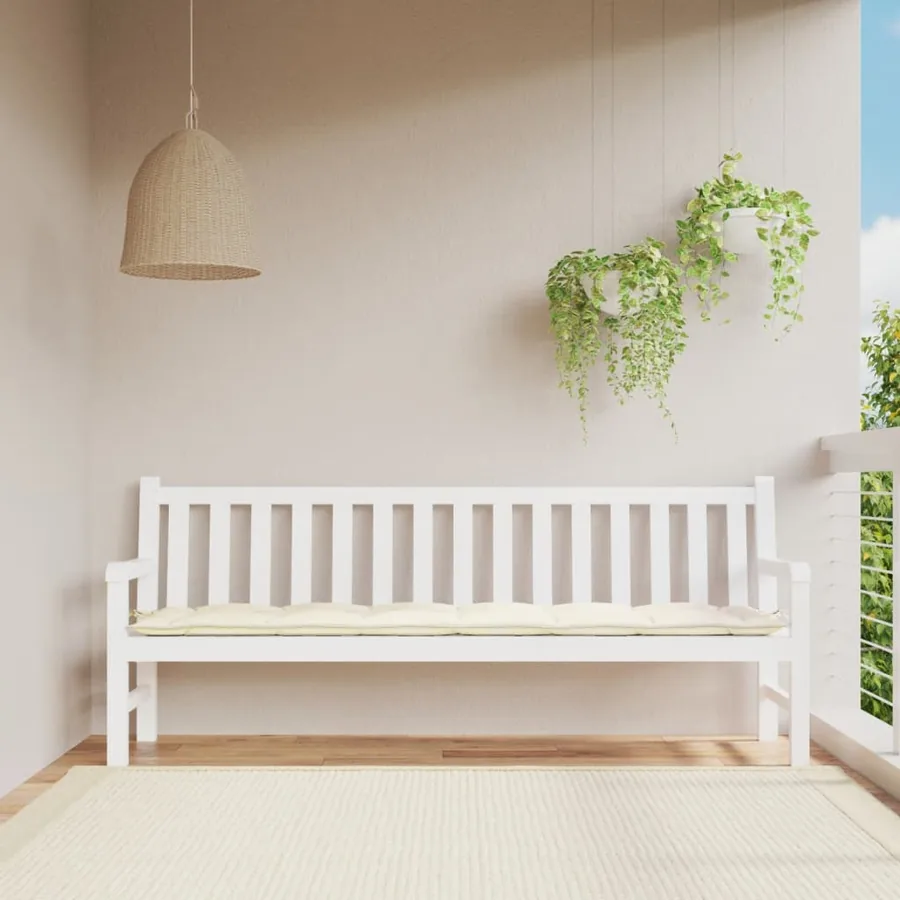 Coussin de banc de jardin blanc crème 200x50x7 cm tissu oxford