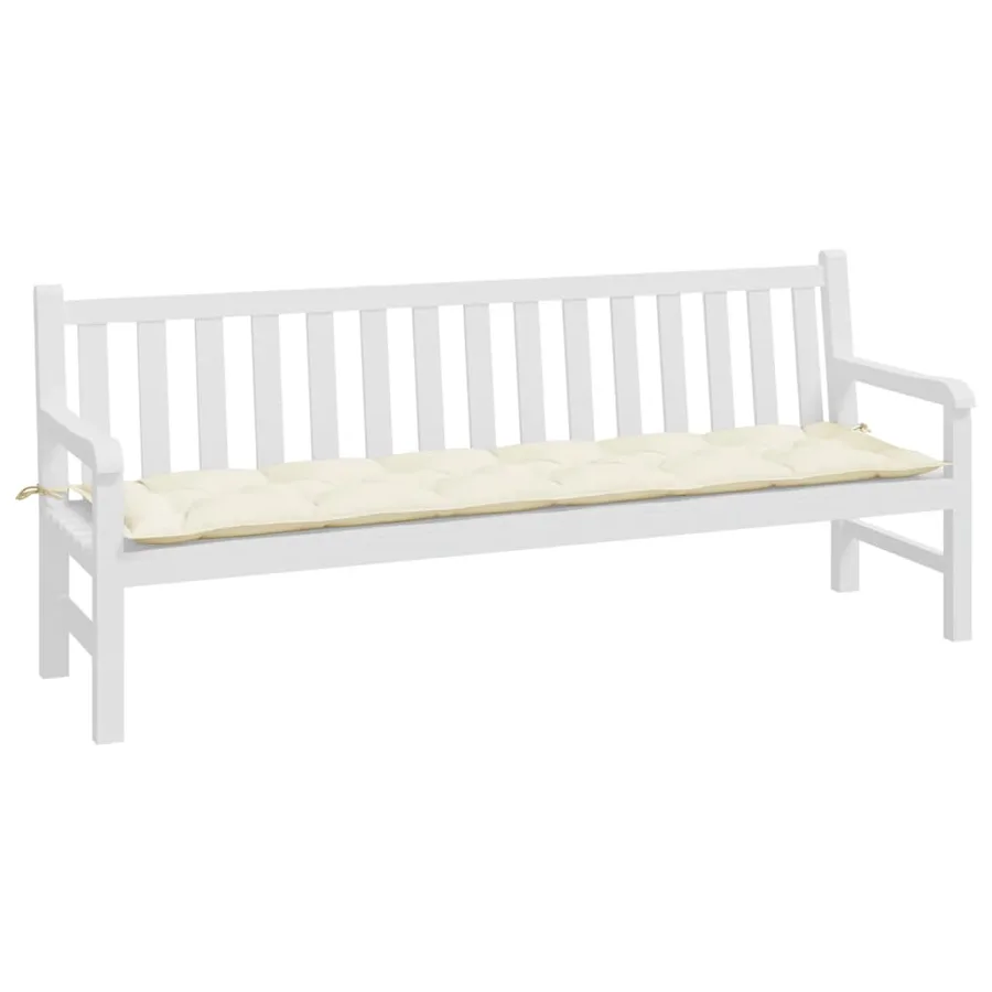 Coussin de banc de jardin blanc crème 200x50x7 cm tissu oxford - 3