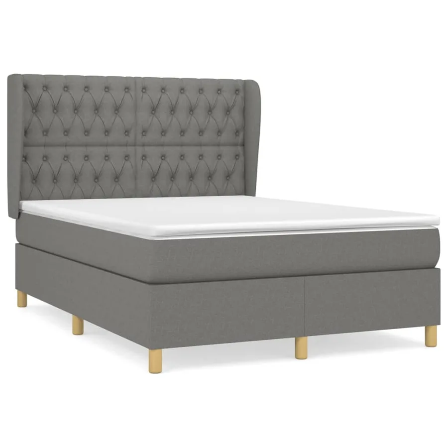 Sommier à lattes de lit avec matelas Gris foncé 140x190cm Tissu - 2