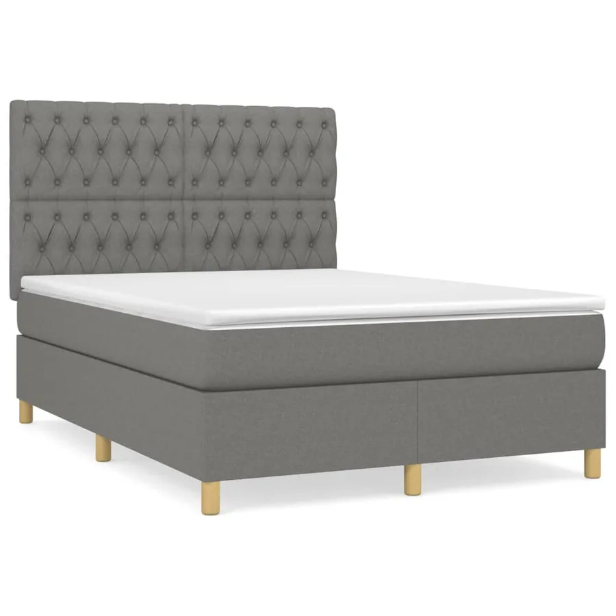 Sommier à lattes de lit avec matelas Gris foncé 140x200cm Tissu - 2