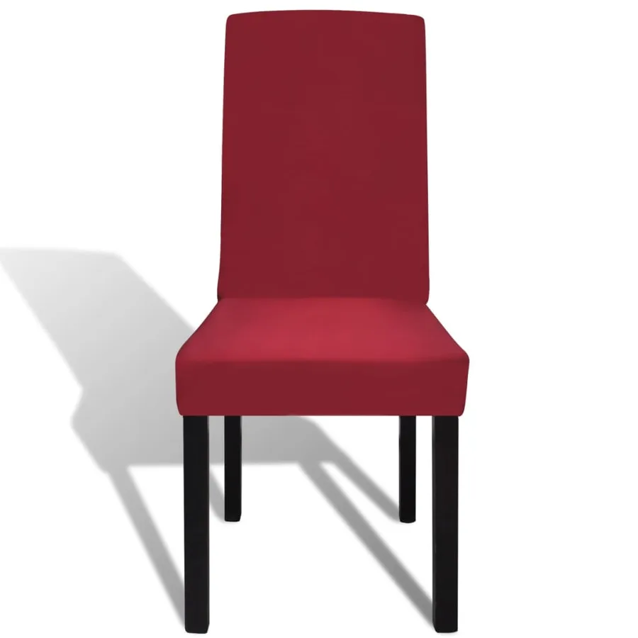 Housse de chaise droite extensible 4 pcs Bordeaux - 4