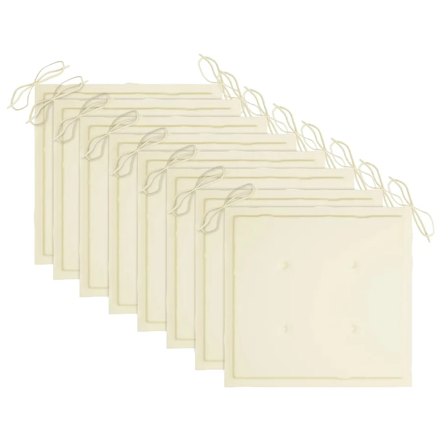 Chaises de jardin empilables avec coussins lot de 8 Teck solide - 7