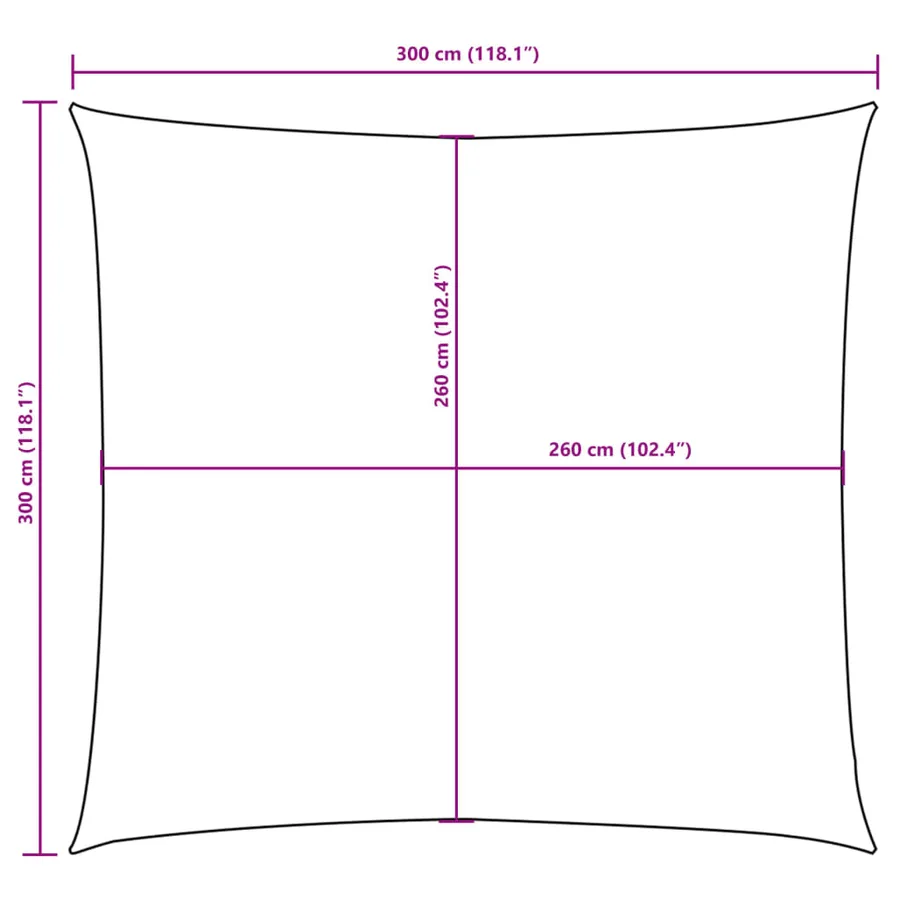 Voile de parasol tissu oxford carré 3x3 m taupe - 10