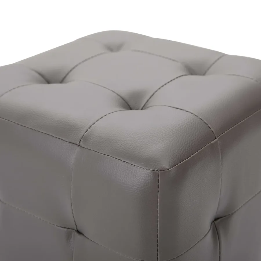 2 pcs Poufs Gris 30 x 30 x 30 cm Similicuir - 4