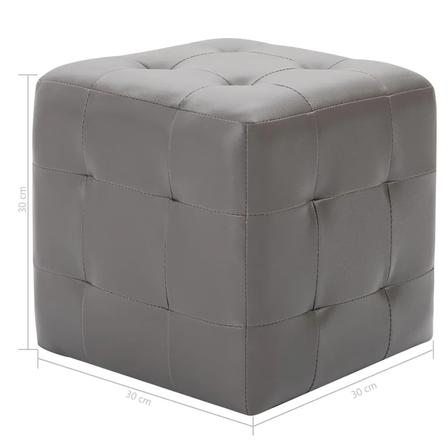 2 pcs Poufs Gris 30 x 30 x 30 cm Similicuir - 5
