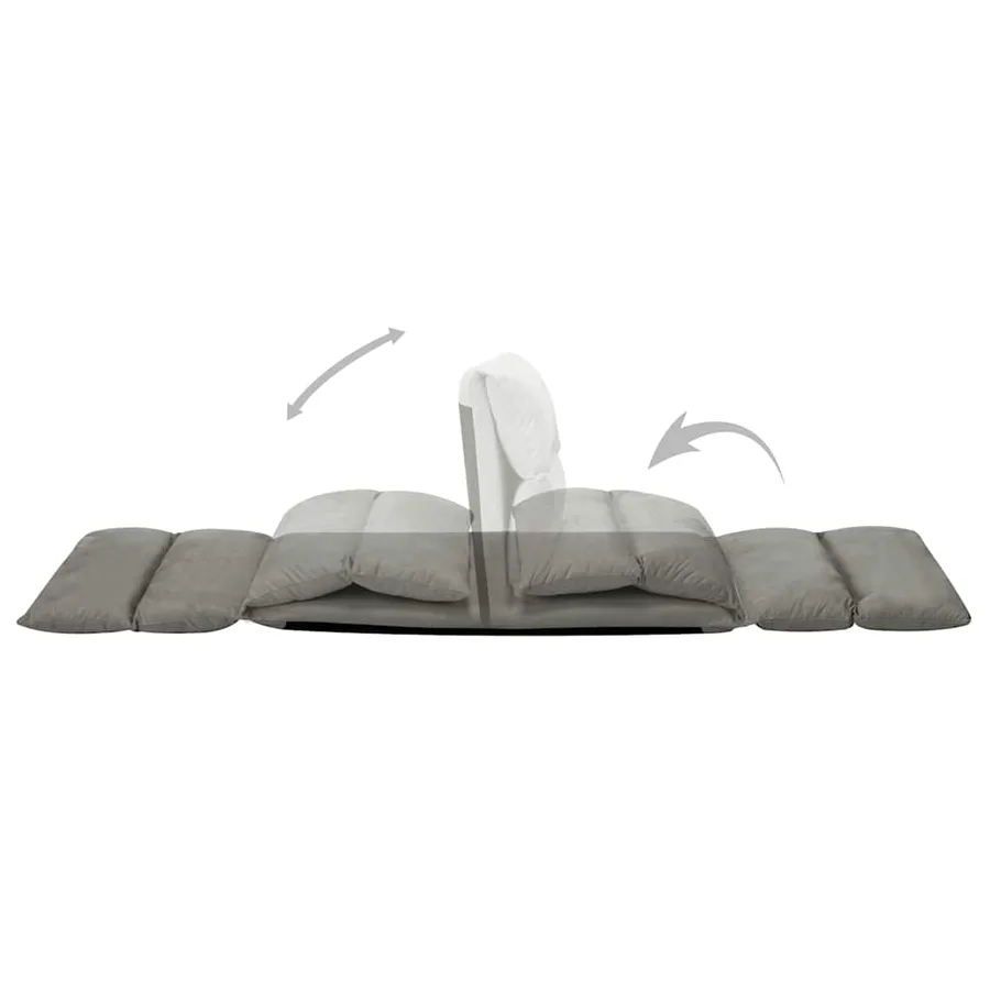 Chaise pliable de sol Gris foncé Microfibre - 8