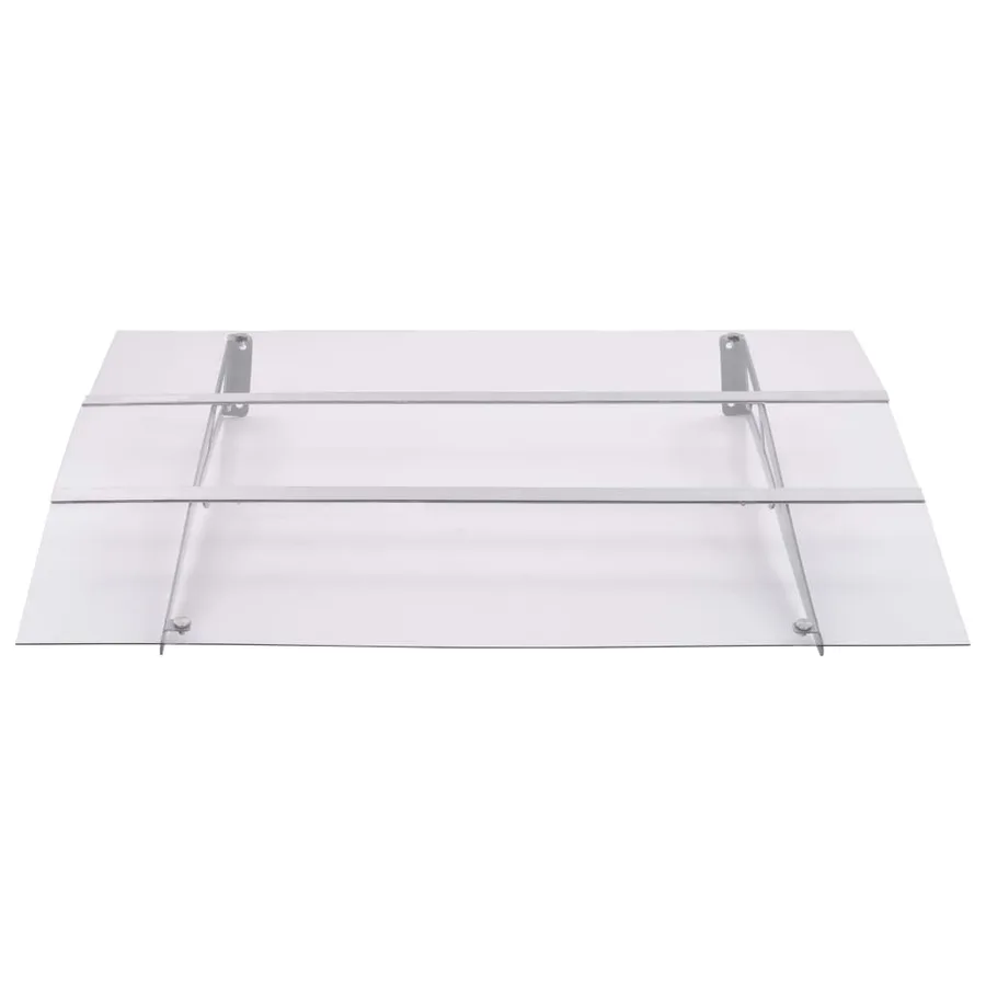 Auvent de porte argenté et transparent 120x90 cm polycarbonate - 2